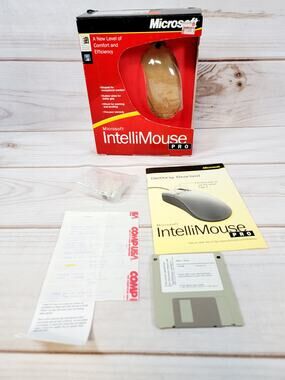Microsoft IntelliMouse PRO for Windows 1998 Original Box, Manual & Receipt READ